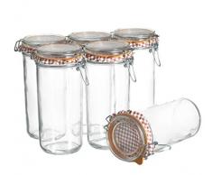 MÄSER 931435 Ermetico Einmachglas 1 l im 6er-Set, Vorratsgläser mit Deckel und Bügelverschluss zum Einkochen, Einlegen und luftdichtem Aufbewahren, Glas