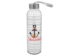 Die Geschenkewelt Gruss und Co 46493 Trink-Flasche Schwesterherz, Glas, 50 cl, mit Verschluss und Trageschlaufe Trinkflasche