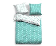 TOM TAILOR 0069845 Satin Bettwäsche Garnitur mit Kopfkissenbezug (Baumwolle) 1x 200x200 cm + 2X 80x80 cm, minz