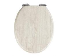 WENKO 22014100 WC-Sitz Eiche, Toilettensitz mit Absenkautomatik, MDF, 35,5 x 42 cm, Grau