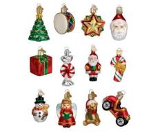 Old World Christbaumschmuck, Glas, geblasen, mit S-Haken und Geschenkbox, Holiday Collection Mini Christmas 12-Piece Set, 14018