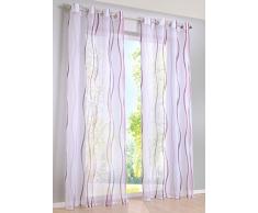 Gardine Vorhang Ãsen Voile Druck Vienna Transparent Streifen Design Pflegeleicht 2 Stück HxB 245x140 cm Lila, 6100018