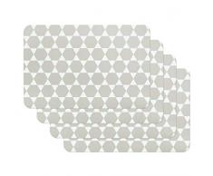 Venilia Caline Grau Tischset Platzset für Esszimmer Hexagon Vintage-Muster, 4er Set abwischbar Polypropylen, lebensmittelecht, 45 x 30 cm, 4 Stück, 59042, Kunststoff