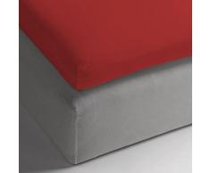 Heckett Lane 100% Baumwolle Perkal Spannlaken Topper 160x200+12 cm. Aurora Red