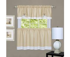 Achim Home Furnishings Fairfield Fenster Scheibengardine- & Volant-Set Tier Pair 58 x 24 with 14 Valance Tan/Weiß