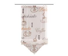 Home Fashion 57232-802 Bändchenrollo Cafe mit Haken, Voile, 140 x 60 cm, Creme