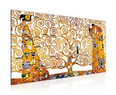 Bilder Gustav Klimt - Tree of Life Wandbild Vlies - Leinwand Bild XXL Format Wandbilder Wohnzimmer Wohnung Deko Kunstdrucke Gelb 1 Teilig - MADE IN GERMANY - Fertig zum Aufhängen 700012a