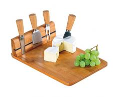 Kesper Käseschneidebrett mit Besteck aus Bambus, braun, 30 x 16 x 16 cm