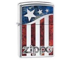 Zippo 60002139 PL American Flag Feuerzeug, Messing, Edelstahloptik, 1 x 3,5 x 5,5 cm