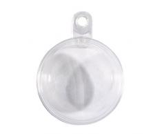 Rayher 39471800 Plastik-Kugeln, teilbar, 5 cm ø, Set 6 Stück, Kunststoff-Kugeln zum befüllen, transparent, Acrylkugeln mit Aufhänge-Öse, Dekokugeln durchsichtig, Weihnachtskugeln zweiteilig