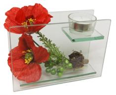 Flair Flower Glas-Teelichthalter Mohn, rot, 12 x 17 x 6 cm