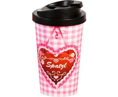 infinite by GEDA LABELS Coffee to go Spatzl Becher, Kunststoff, Rosa/Weiß, 9 x 9 x 17 cm