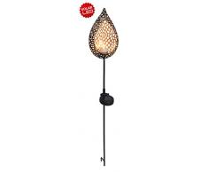 Näve Leuchten LED-Solar Erdspieß Tropfen, Metall, 1 W, Schwarz, 90 x 16 x 6 cm