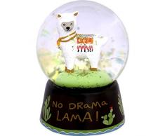 Die Geschenkwelt Motiv, Sockel mit Kaktus und Spruch No Drama Lama Schneekugel, Polyresin/Glas, Mehrfarbig, Höhe 6 cm