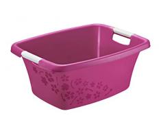 Rotho Flowers Wäschekorb 25 l, Kunststoff (PP), pink / weiss, 25 Liter (50,5 x 38 x 22 cm)