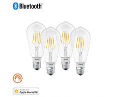 OSRAM SMART+ LED Filament Edison, Bluetooth Lampe mit E27 Sockel, dimmbar, ersetzt 50W Glühbirne, warmweiß , 4er Pack, Kompatibel mit Apple Homekit und LEDVANCE Smart+ App für Android