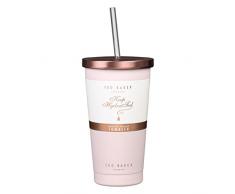 Ted Baker Tumbler und Stroh 480 ml, Edelstahl, Pink, 10,1 x 10,1 x 17,8 cm