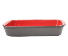 Amazing Cookware Terrakotta Rechteckige Auflaufform, Keramik, matt schwarz/rot, 32 x 22 cm