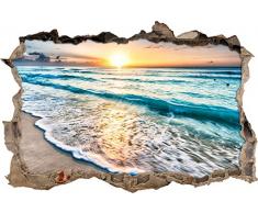 Pixxprint 3D_WD_S2534_92x62 wundervoller Sonnenuntergang am Meer Wanddurchbruch 3D Wandtattoo, Vinyl, bunt, 92 x 62 x 0,02 cm