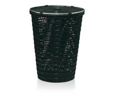 KELA 22782, Wäschekorb, Rund, 56 cm Höhe, PP-Kunststoff, Noblesse, Schwarz
