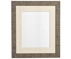 FRAMES BY POST Bilderrahmen, tief, Körnung Mittel, A3 Bilderrahmen mit Passepartout für A4-Bilder, Größe, Braun