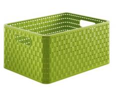 Rotho Country Aufbewahrungskiste 18 l in Rattan-Optik, Kunststoff (PP), grün, A4 / 18 Liter (36,8 x 27,8 x 19,1 cm)