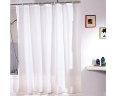 MSV Anti-Schimmel Duschvorhang - Anti-Bakteriell, waschbar, wasserdicht, mit 12 Duschvorhangringen - Polyester, „Weiß“ 180x200cm