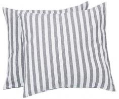 AmazonBasics - Kissenbezüge, Jersey, 2er-Pack, gestreift, 40 x 40 cm, Hellgrau