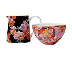 Maxwell & Williams DX0230 Bloems Milch/Zucker-Set aus Bone China Porzellan, Mehrfarbig, in Geschenkbox