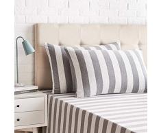 AmazonBasics - Kissenbezüge, Jersey, 2er-Pack, breite Streifen, 40 x 80 cm, Grau