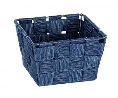 WENKO Aufbewahrungskorb Adria Mini - Badkorb, quadratisch, Kunststoff-Geflecht, 14 x 9 x 14 cm, Dunkelblau