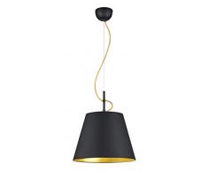 Trio Leuchten Andreus 307500179 Pendelleuchte, Stoffschirm, Schwarz Matt/Gold