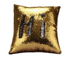 Snug Star farbige Dekoratives Kissen Fall Quadratisch Paillette Überwurf Mermaid Pailletten Kissen 40,6 x 40,6 cm für Home Decor Party/Sofa/Bett, Gold and Silvery, M