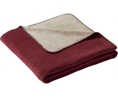 biederlack Überwurf, Baumwoll-Mischgewebe, 150 x 200 cm, Burgunderrot/Grau