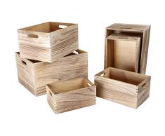 Legler Natur, 6er Set Holzkiste, Holz, Bunt, 40 x 30 x 22 cm