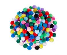 Relaxdays, bunt Pompons, kleine Bommeln zum Basteln, 200er Mini Pom Set, Deko für Geburtstag & Hochzeit, D: 2 cm, Pack