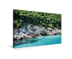 Calvendo Premium Textil-Leinwand 75 cm x 50 cm Quer, Bucht auf der Insel Antipaxos | Wandbild, Bild auf Keilrahmen, Fertigbild auf Echter Leinwand, Leinwanddruck Orte Orte