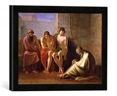 Gerahmtes Bild von Eberhard Wächter Hiob und Seine Freunde, Kunstdruck im hochwertigen handgefertigten Bilder-Rahmen, 40x30 cm, Schwarz matt