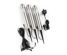 Konstsmide Amalfi 7620-000 Erdspießleuchtenset mit 3 Leuchten / B: 6cm T: 6cm H: 35cm / G4 max.3x5W / IP44 / Edelstahl