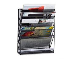 Relaxdays Zeitschriftenhalter Wand, Prospekthalter A4, Zeitschriften Wandhalter, Metall, HxBxT: 40 x 32 x 10 cm, schwarz