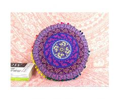 QCWN Mandala Kissenbezug – Hippie Mandala Boden Kissenbezug, Kissenbezug, Pouf Überzug rund Bohemian Yoga Decor Boden Kissen Fall, Polyester, 6, 23