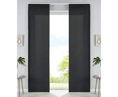 2er Set Schiebegardinen Flächenvorhänge Mikrofaser Vorhang Gardine Schiebe HxB 245x60 cm Schwarz Matt Paneelwagen Beschwerungsstangen, 85600N2