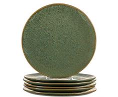 Leonardo Teller Matera 6-er Set, 27 cm, 6 Keramik Teller, spülmaschinengeeignet, mit Glasur grün, 018542