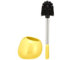 WENKO WC-Garnitur Polaris, hochwertiger Toilettenbürstenhalter aus edler Keramik, inklusive Toilettenbürste, 15 x 34,5 x 14,5 cm, Gelb
