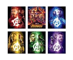 Avengers Infinity War Film Poster Drucke 8 x 10 – Set von sechs Wand Kunst Fotos – Black Panther – Iron Man – Captain America – Doctor Strange – Spiderman – Wong – Thor – Star Lord – Gamora -
