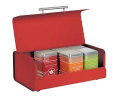 mDesign Brotkasten aus Metall – stilvolle Brotbox im Vintage-Style – Aufbewahrungsbox mit Deckel für Backwaren und vieles mehr – rot