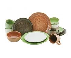 Creatable 22239, Serie Canvas Mediterran, Geschirrset, Kombiservice 16 teilig, Steinzeug