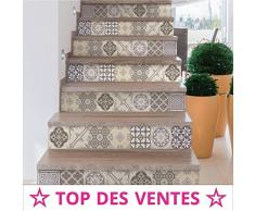 Aufkleber Treppe Fliesen | Sticker Selbstklebend contremarche kariert von Zement – Sticker contremarche Fliesen | Treppe kariert von Zement Klebeband – AZULEJOS – 15 x 105 cm – 2 Streifen