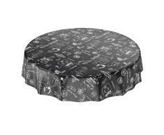 ANRO Wachstuchtischdecke Wachstuch Wachstischdecke Tischdecke abwaschbar Schwarz Modern Retro Indutrie Cafe Rund 100cm