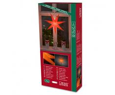 Konstsmide 2982-185 Oranger Papierstern, perforiert und orange bestickt, 78x78cm / für Innen (IP20) / 230V Innen / ohne Leuchtmittel / mit an/aus Schalter / weißes Kabel